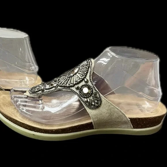 Dansko Pamela Jewelled Rhinestone Metallic Thong Flip Flop Cork Leather 39 8.5-9 - Picture 7 of 16